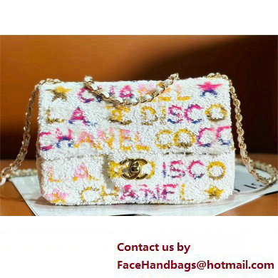 CHANEL Sequins & Gold-Tone Metal White, Yellow, Pink & Blue Small Flap Bag AS4561 2024 - Click Image to Close